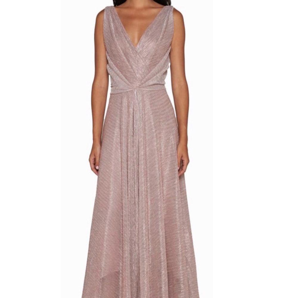 Twilight Matte Shimmer V-Neck Maxi Dress in Blush